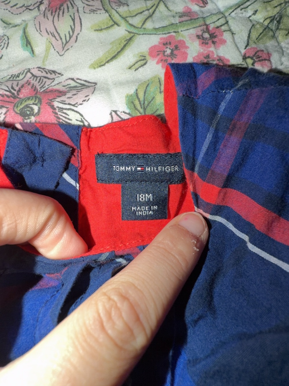 Tommy Hilfiger Navy and Red Plaid Kids Dress